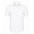Camicia in Misto Lino con Bottoni a Contrasto