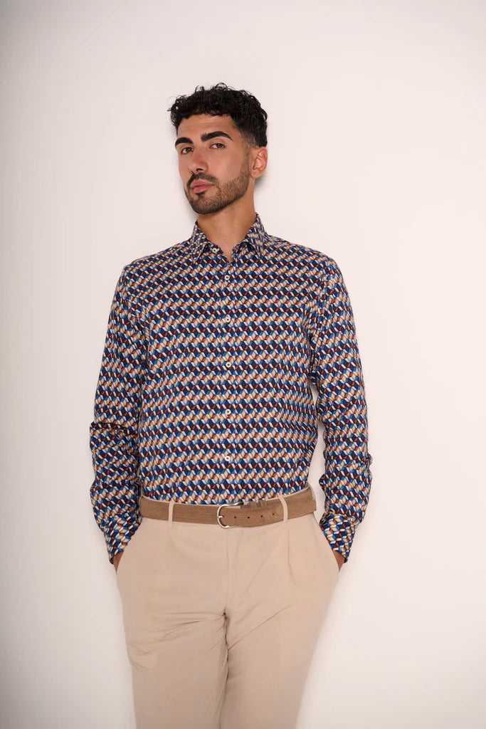 Camicia con Fantasia Geometrica