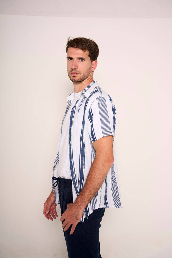 Camicia Uomo in Cotone a Righe con Collo Classico
