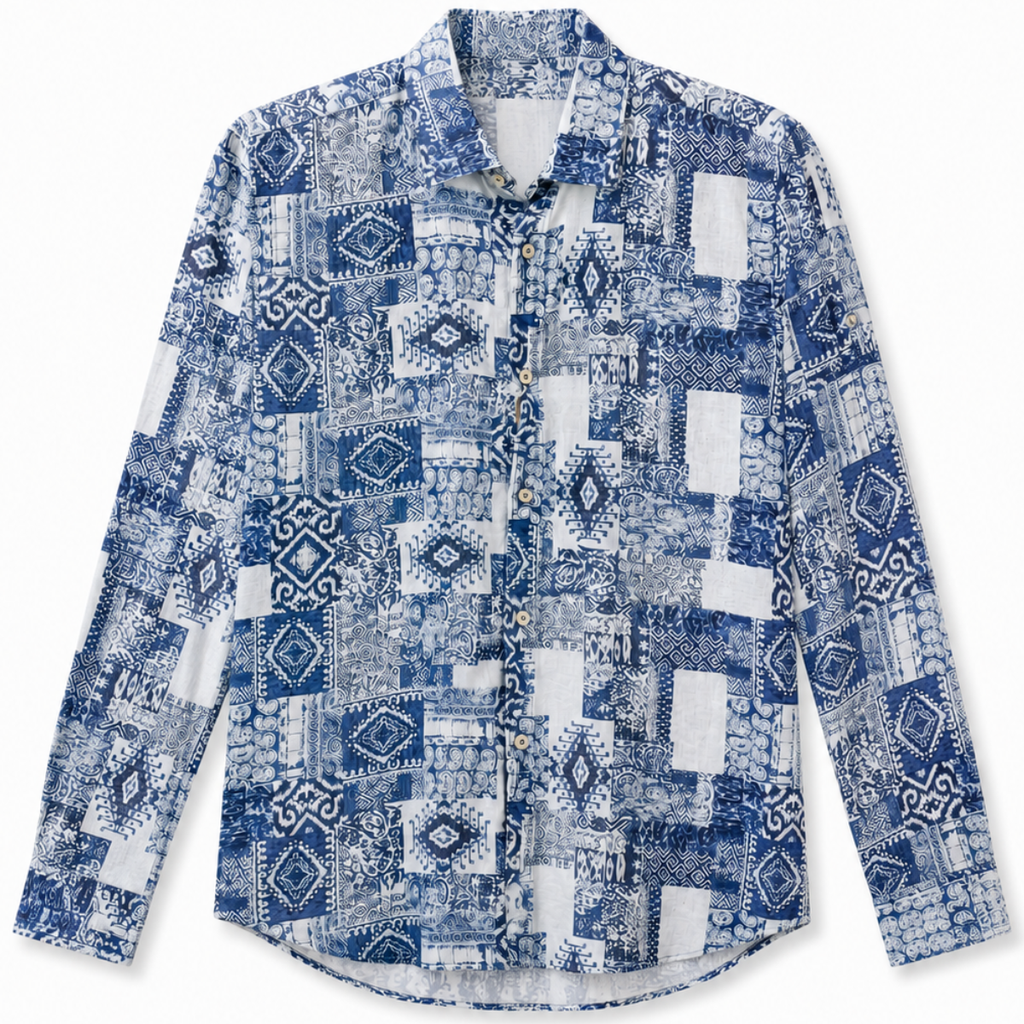 CAMICIA CON FANTASIA BLU