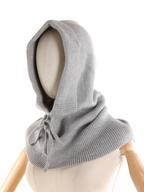 Balaclava da donna in maglia a coste con risvolto e coulisse