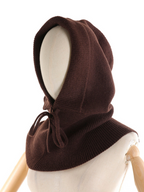 Balaclava da donna in maglia a coste con risvolto e coulisse