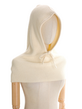 Balaclava da donna in maglia a coste con coulisse