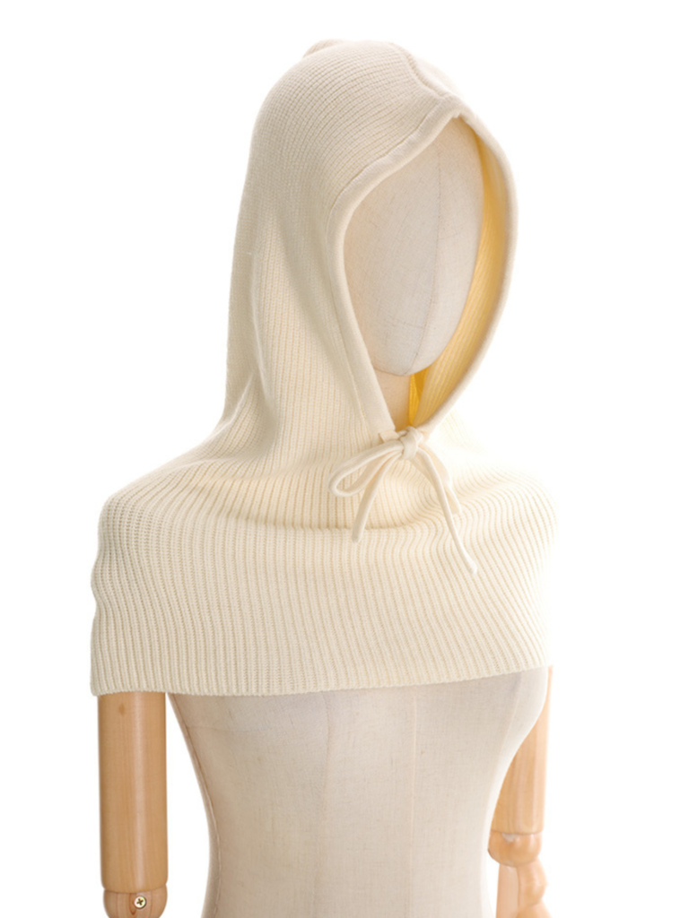 Balaclava da donna in maglia a coste con coulisse