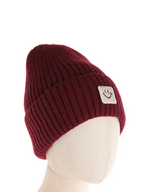 Cappello in maglia a coste con patch