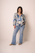 Blusa Donna Fantasia Floreale con Scollo a V