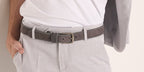 Cintura intrecciata uomo in pelle scamosciata grigio