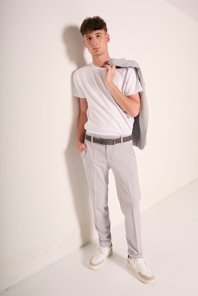 Cintura intrecciata uomo in pelle scamosciata grigio