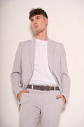 Cintura intrecciata uomo in pelle scamosciata grigio