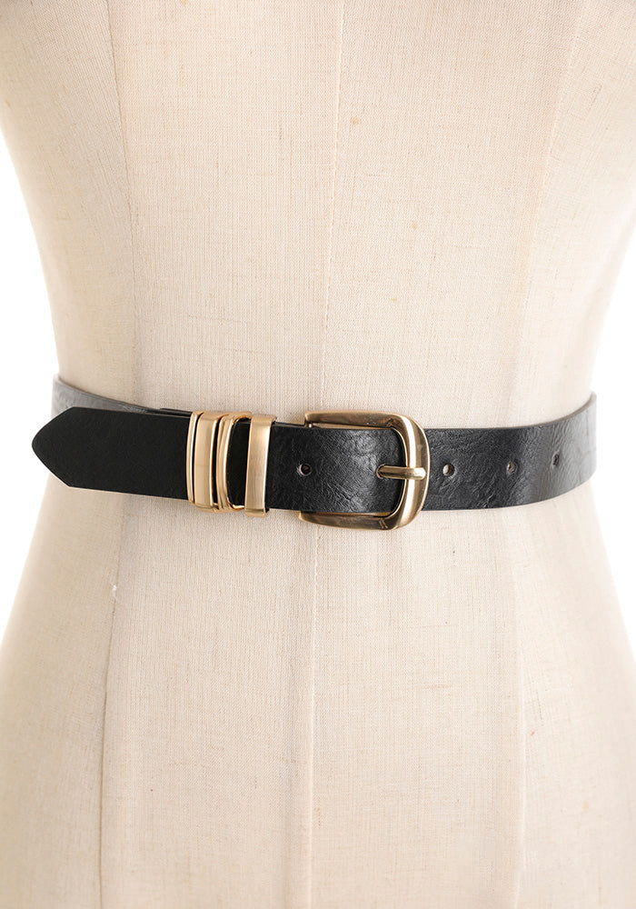 Cintura in Pelle con Fibbia Oro