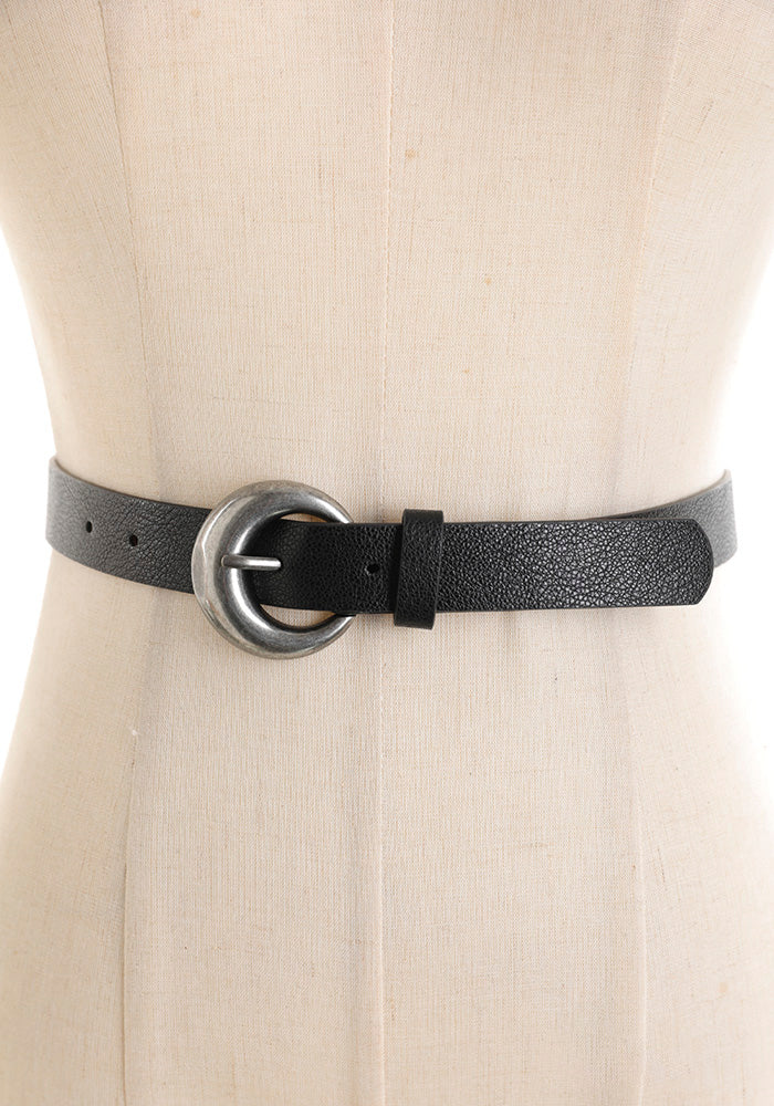 Cintura Donna in Pelle – Fibbia Ovale Silver