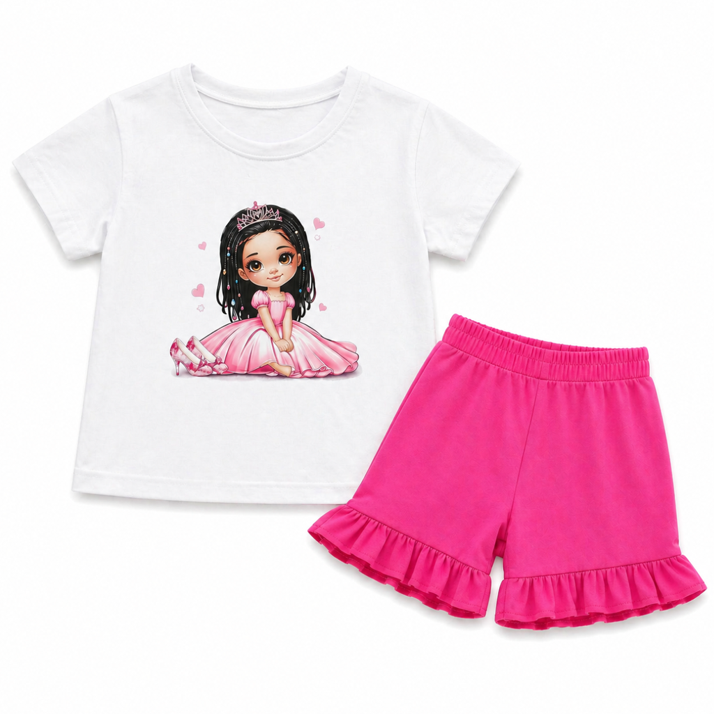 Completino da bambina con stampa principessa
