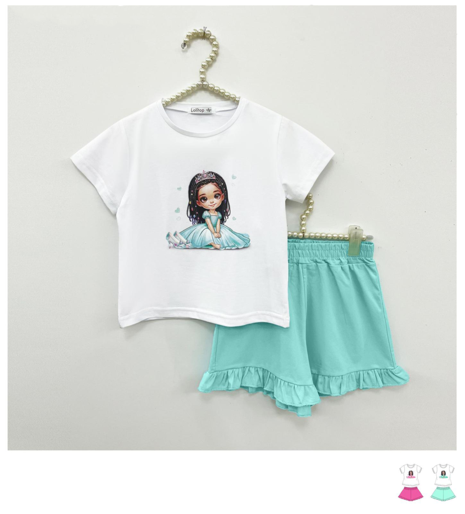 Completino da bambina con stampa principessa