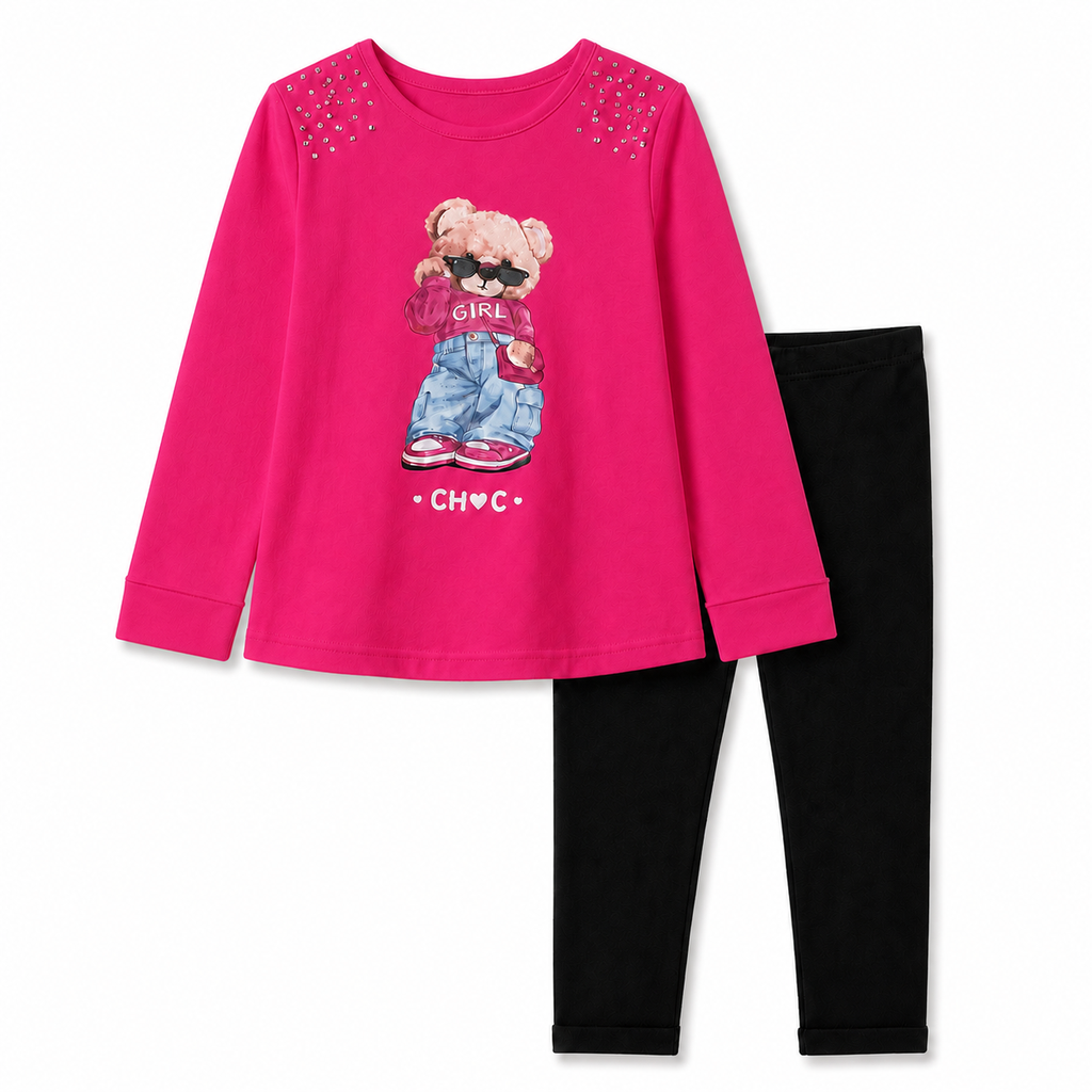 Completo 2 Pezzi da Bambina con Stampa Frontale