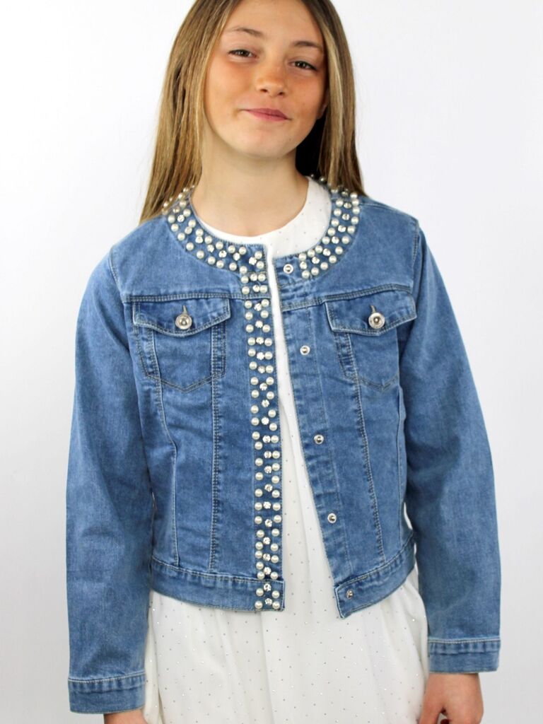 Giacca in jeans con perle