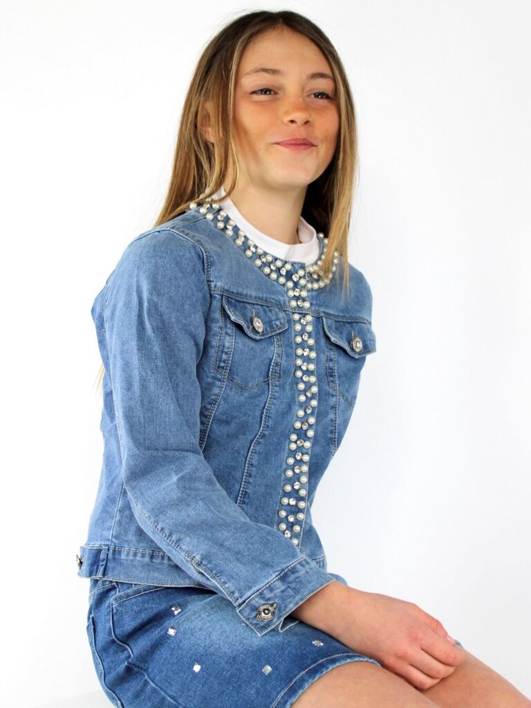 Giacca in jeans con perle