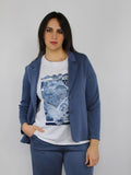 Blazer donna blu polvere in tessuto fluido