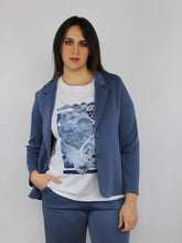 Carica l&#39;immagine nel visualizzatore di Gallery, Blazer donna blu polvere in tessuto fluido
