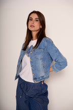 Giacchetta in denim con collo alla coreana