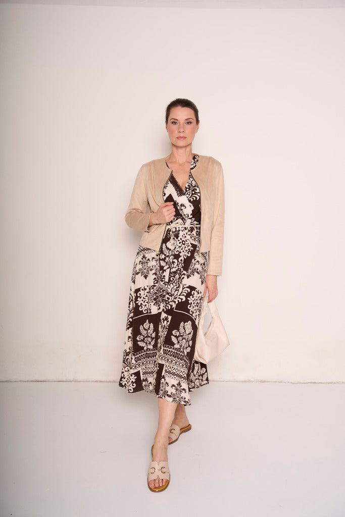 Giacca scamosciata beige con zip