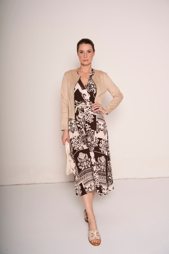 Giacca scamosciata beige con zip