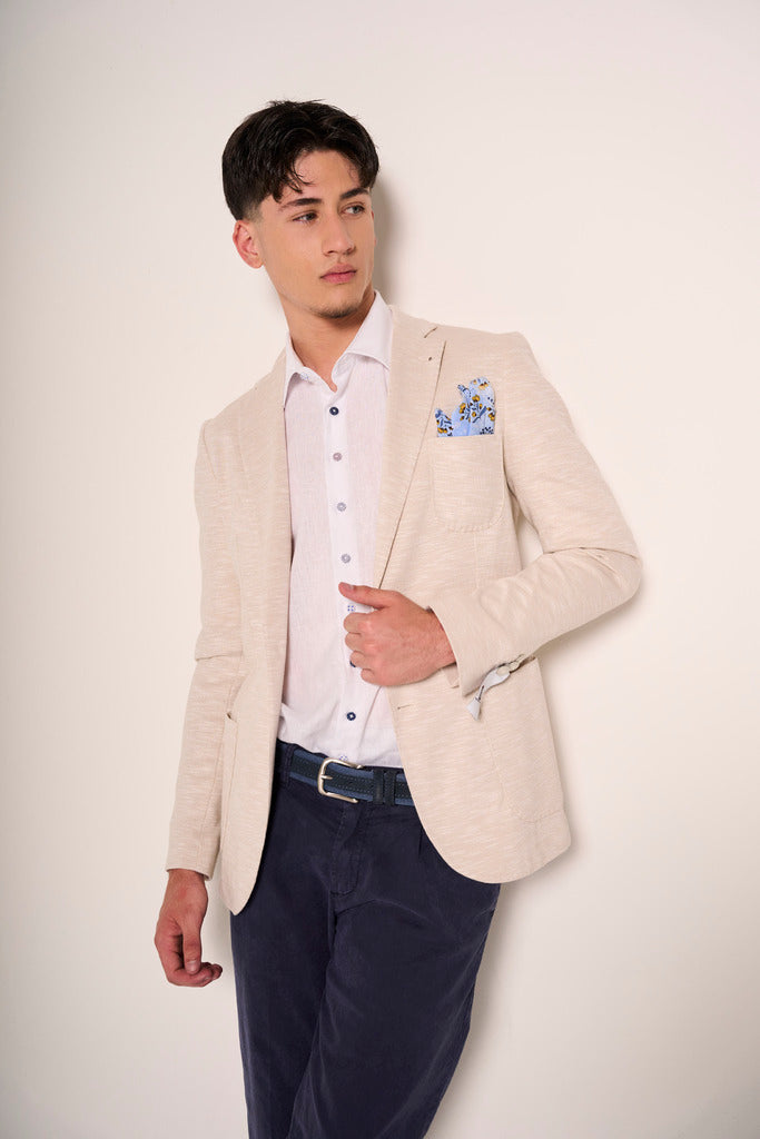 Giacca uomo beige o azzurra in cotone leggero