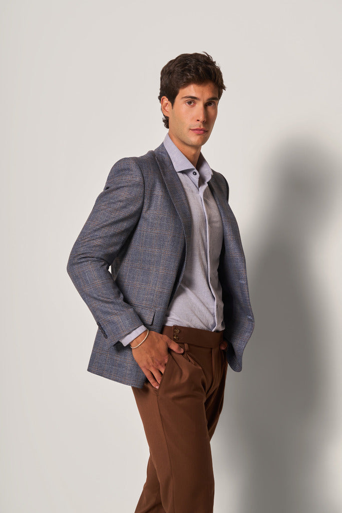 Giacca slim fit a quadri uomo