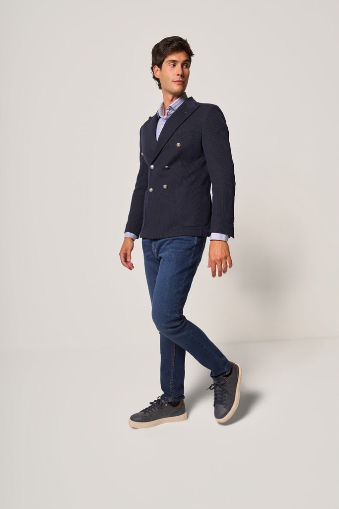 Giacca doppiopetto blu uomo