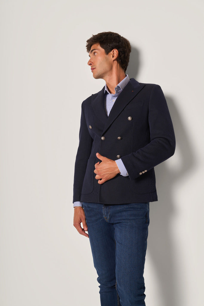 Giacca doppiopetto blu uomo