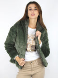 Giubbotto reversibile in pelliccia e nylon imbottito