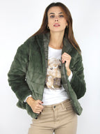 Giubbotto reversibile in pelliccia e nylon imbottito