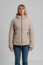 Giacca donna imbottita con cappuccio e tasche con zip