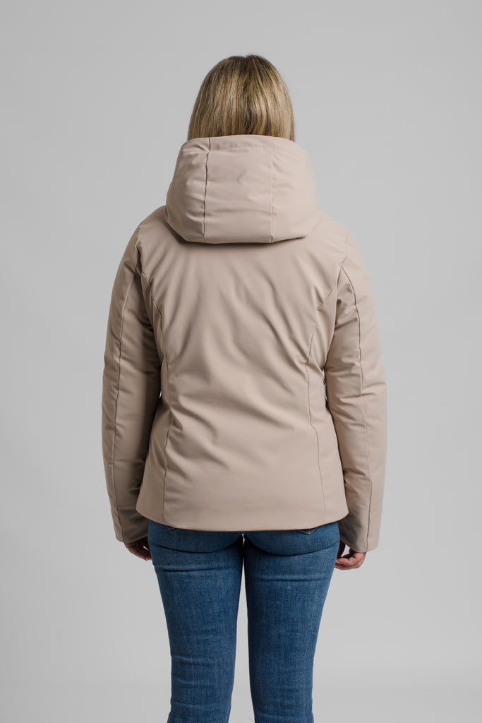 Giacca donna imbottita con cappuccio e tasche con zip