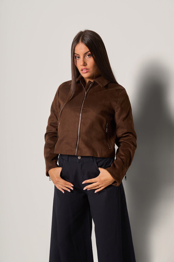 Giacca corta scamosciata donna
