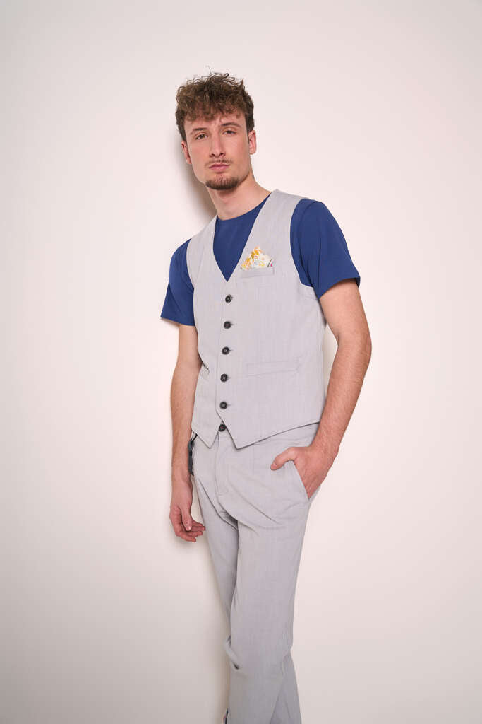 Gilet Uomo Grigio Slim Fit