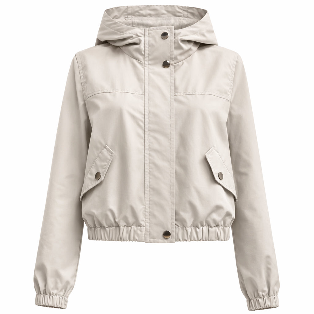 Giacca Donna Cropped con Cappuccio e Tasche