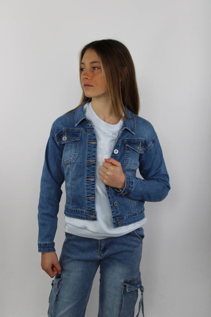Giubbotto finto jeans da bambina