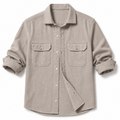 Overshirt uomo in lino sabbia con tasche