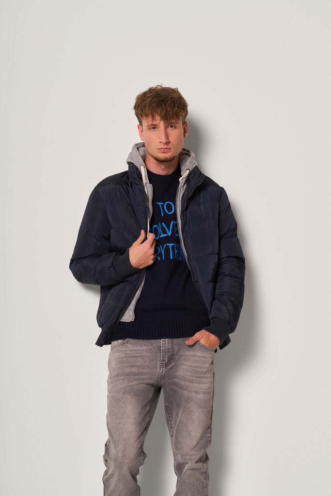 Bomber da uomo trapuntato con cappuccio in felpa