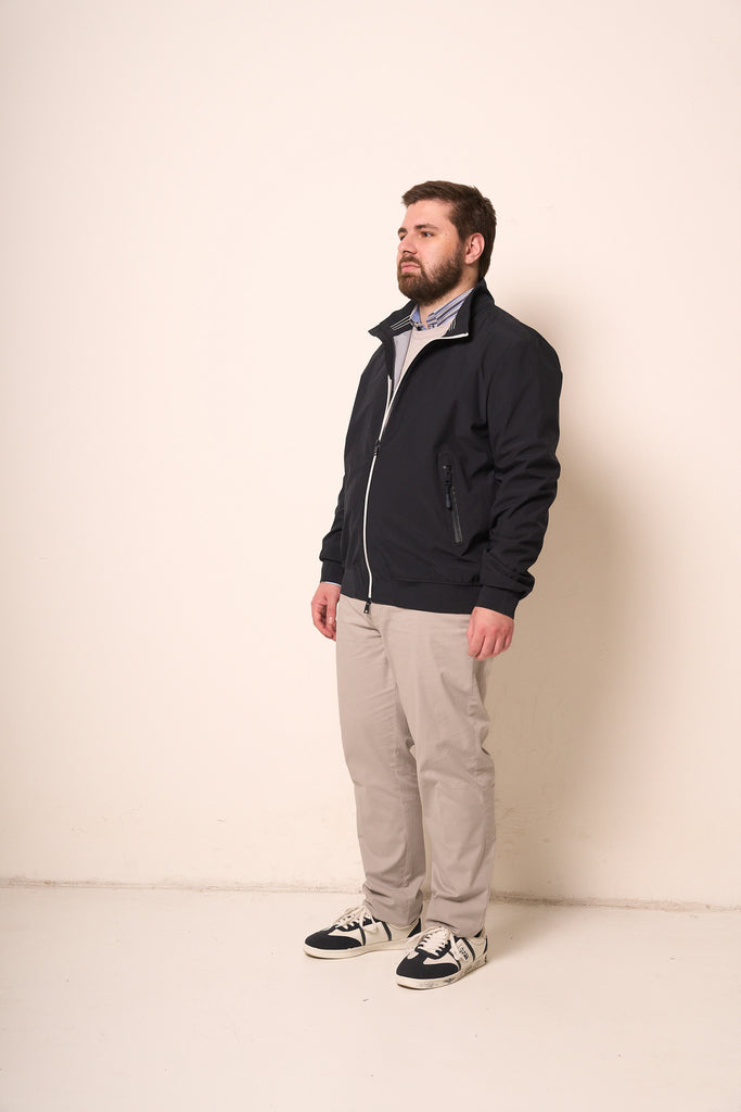 Giubbotto Uomo Blu con Zip a Contrasto