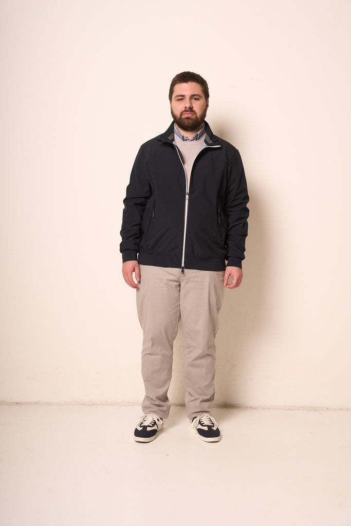 Giubbotto Uomo Blu con Zip a Contrasto