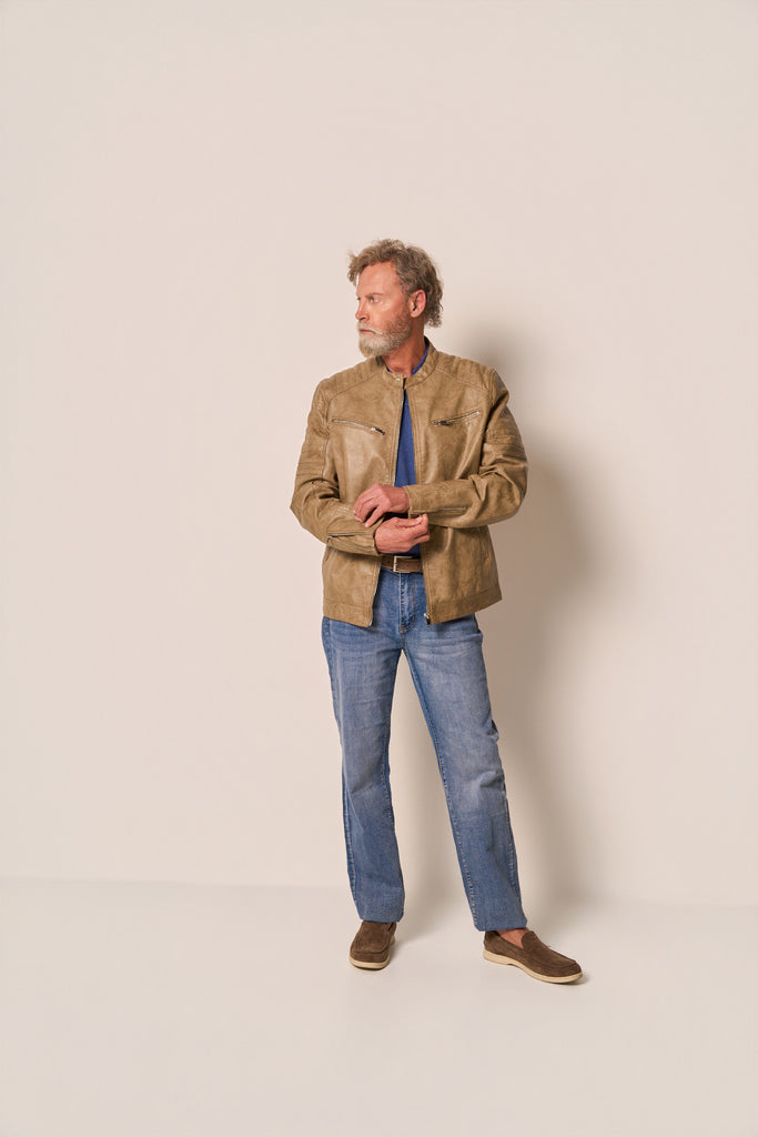 Giubbotto Uomo in Eco-Pelle Cuoio