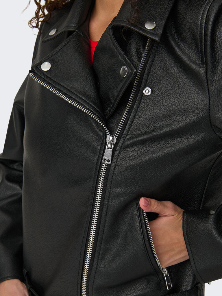 Giacca biker donna effetto pelle