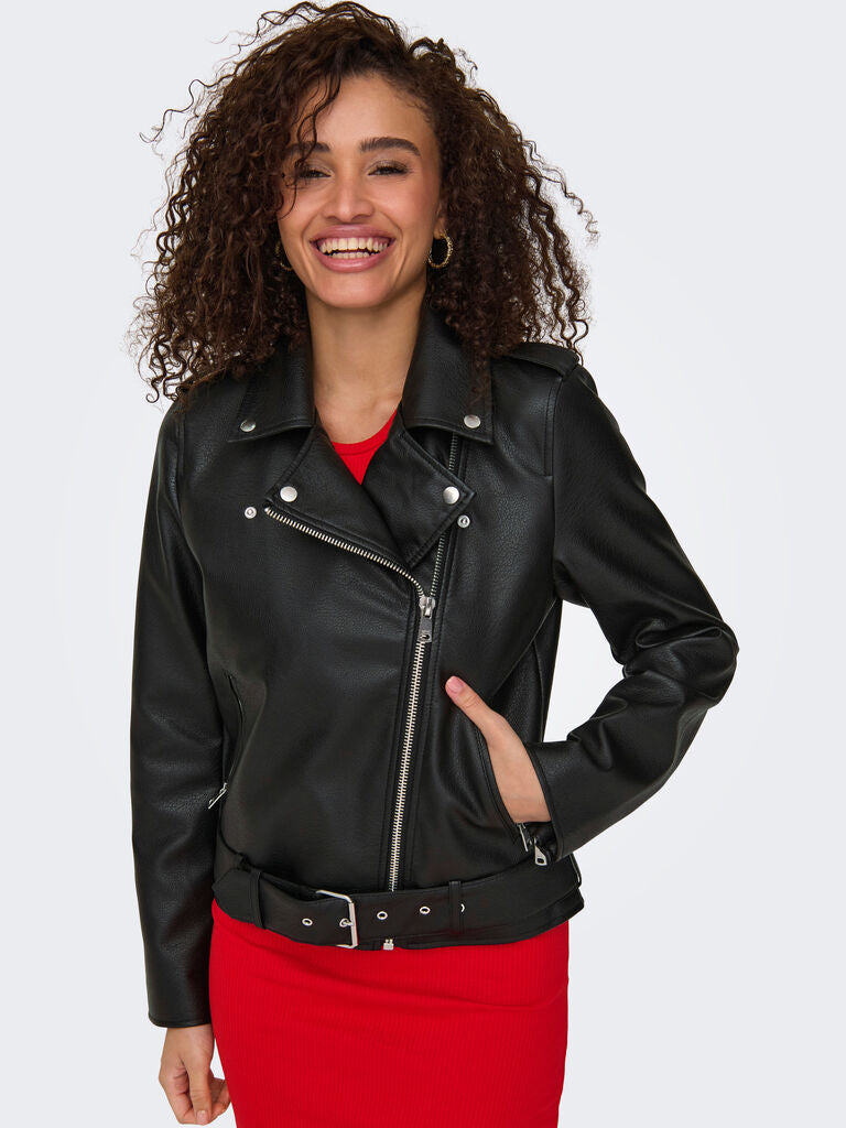 Giacca biker donna effetto pelle