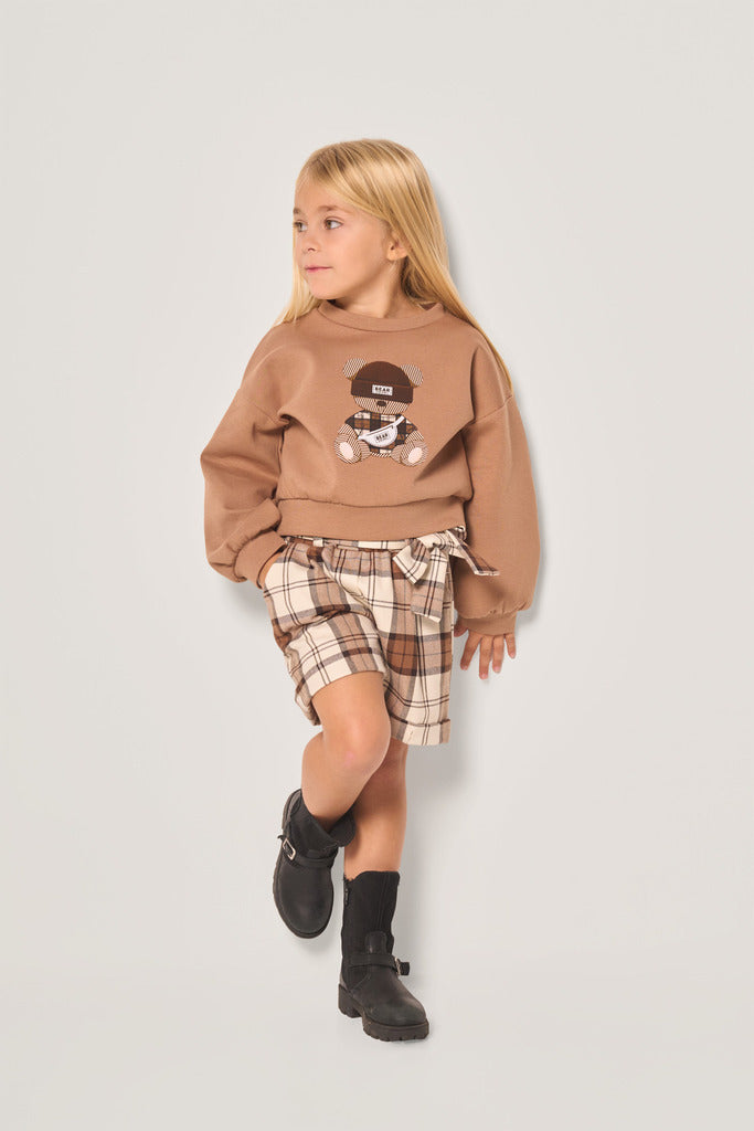 Pantalone corto bambina a quadri