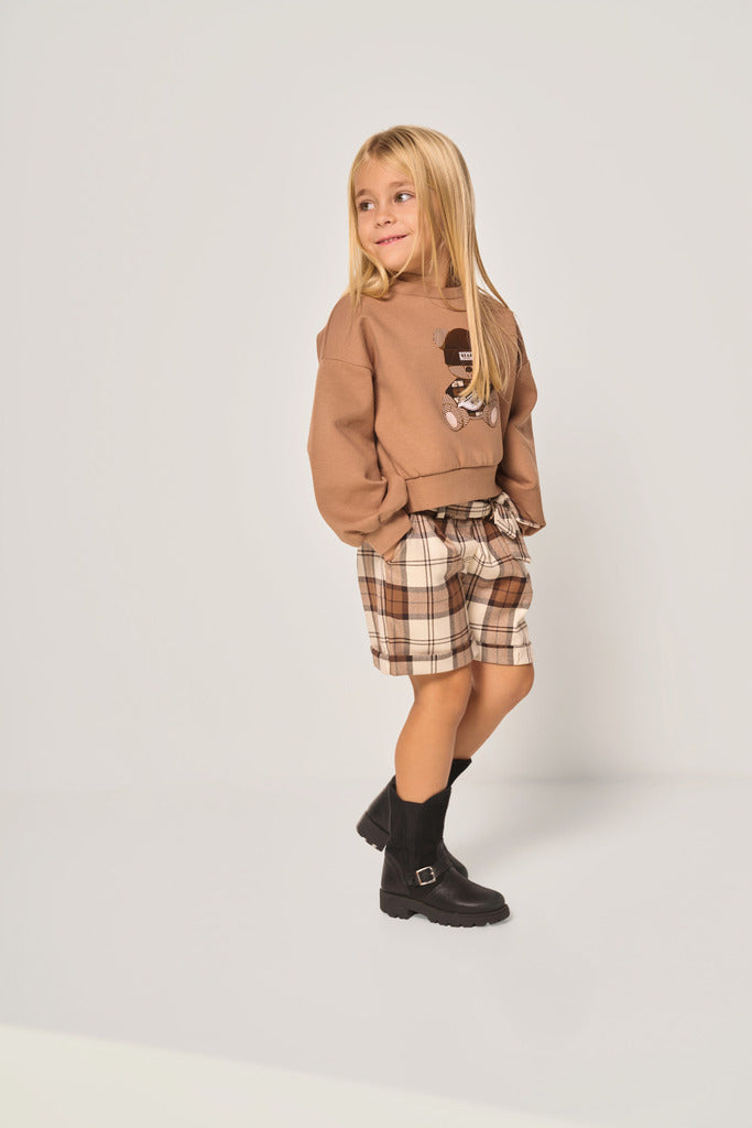 Pantalone corto bambina a quadri