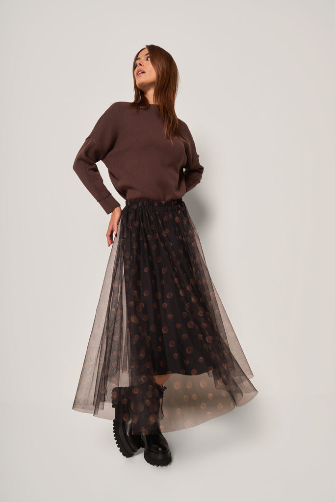 Gonna lunga in tulle a pois