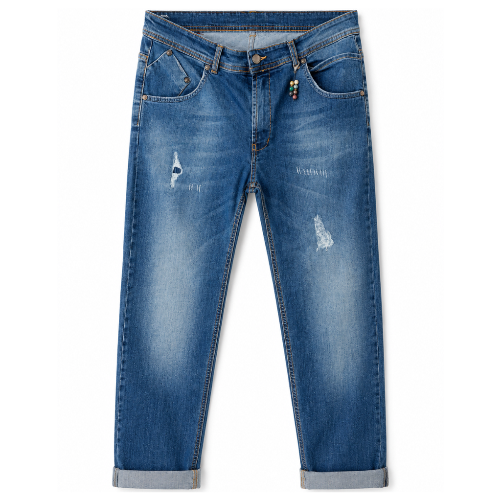 Jeans Uomo Blu Denim Straight Fit