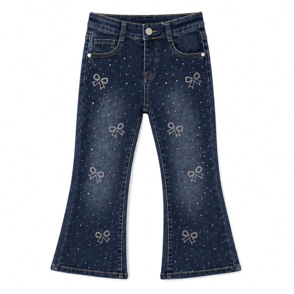 Jeans bambina con decorazione in strass