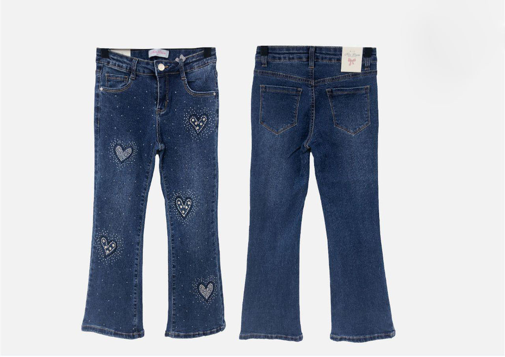 Jeans bambina con decorazione cuori